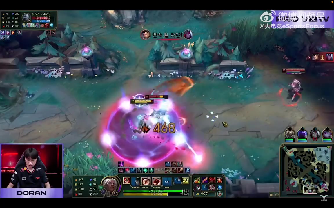 王朝了！Doran第一视角，盲视野大Zeka，Doran一打二击杀Zeka！